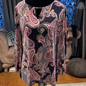 Charter Club Black and Pink Paisley Blouse